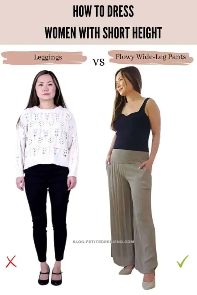How to dress Women with Short Height- Flowy Wide-Leg Pants