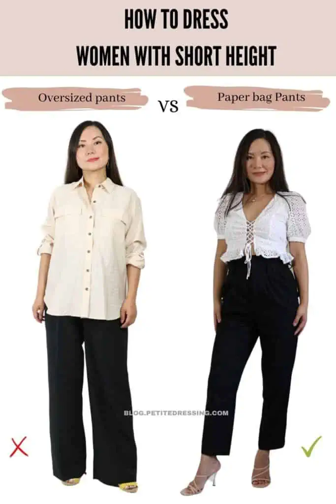 How to dress Women with Short Height-Paperbag Pants