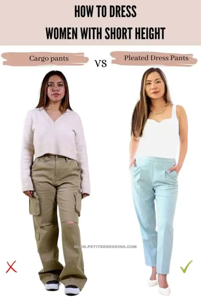 How to dress Women with Short Height-Pleated Dress Pants