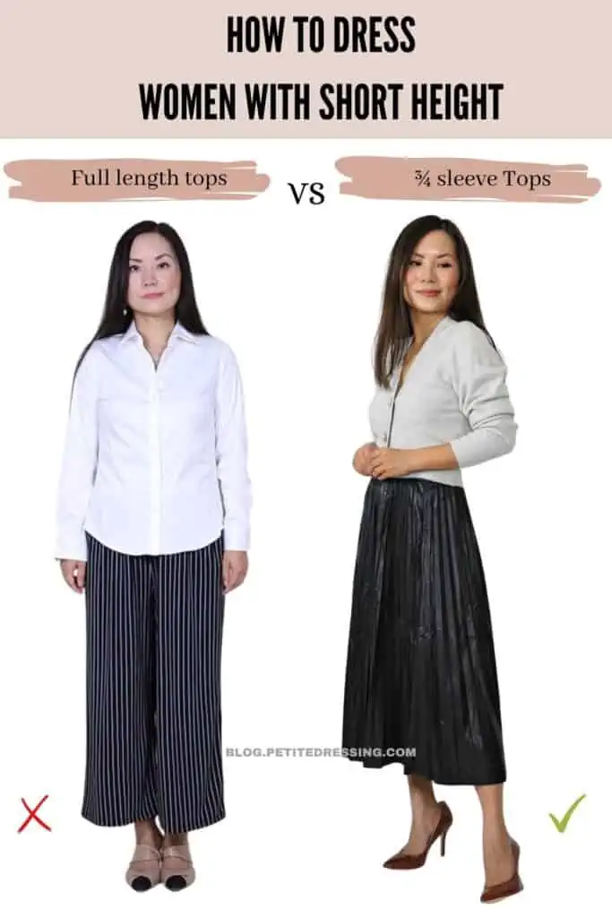 How to dress Women with Short Height- Tops with ¾ sleeve length