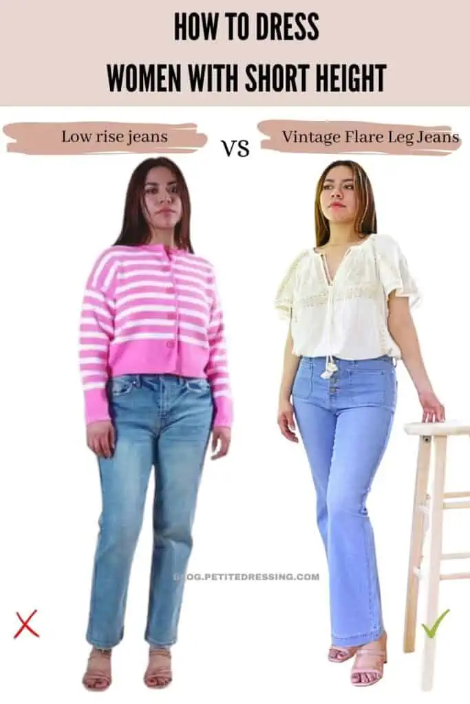 How to dress Women with Short Height- Vintage Flare Leg Jeans