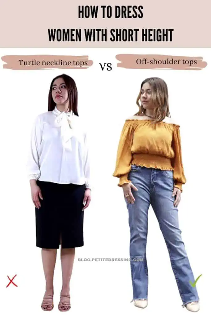 How to dress Women with Short Height-form fitting tops-Blouses with Wide or Open Necklines