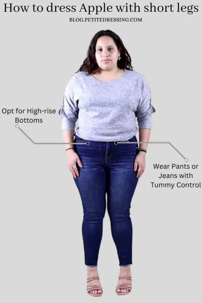 How to dress apple body shape with short legs - Petite Dressing