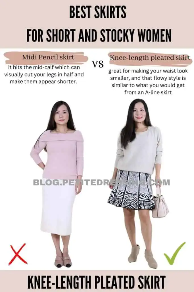 Knee-length pleated skirt