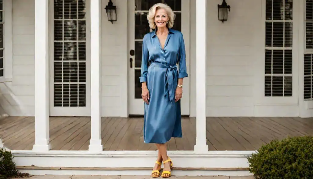 how to look good in your 60s - satin wrap dress