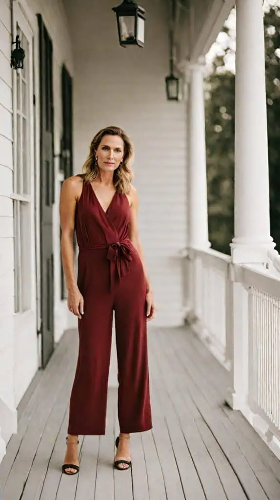 Graduation outfits for mom wrap red jumpsuit