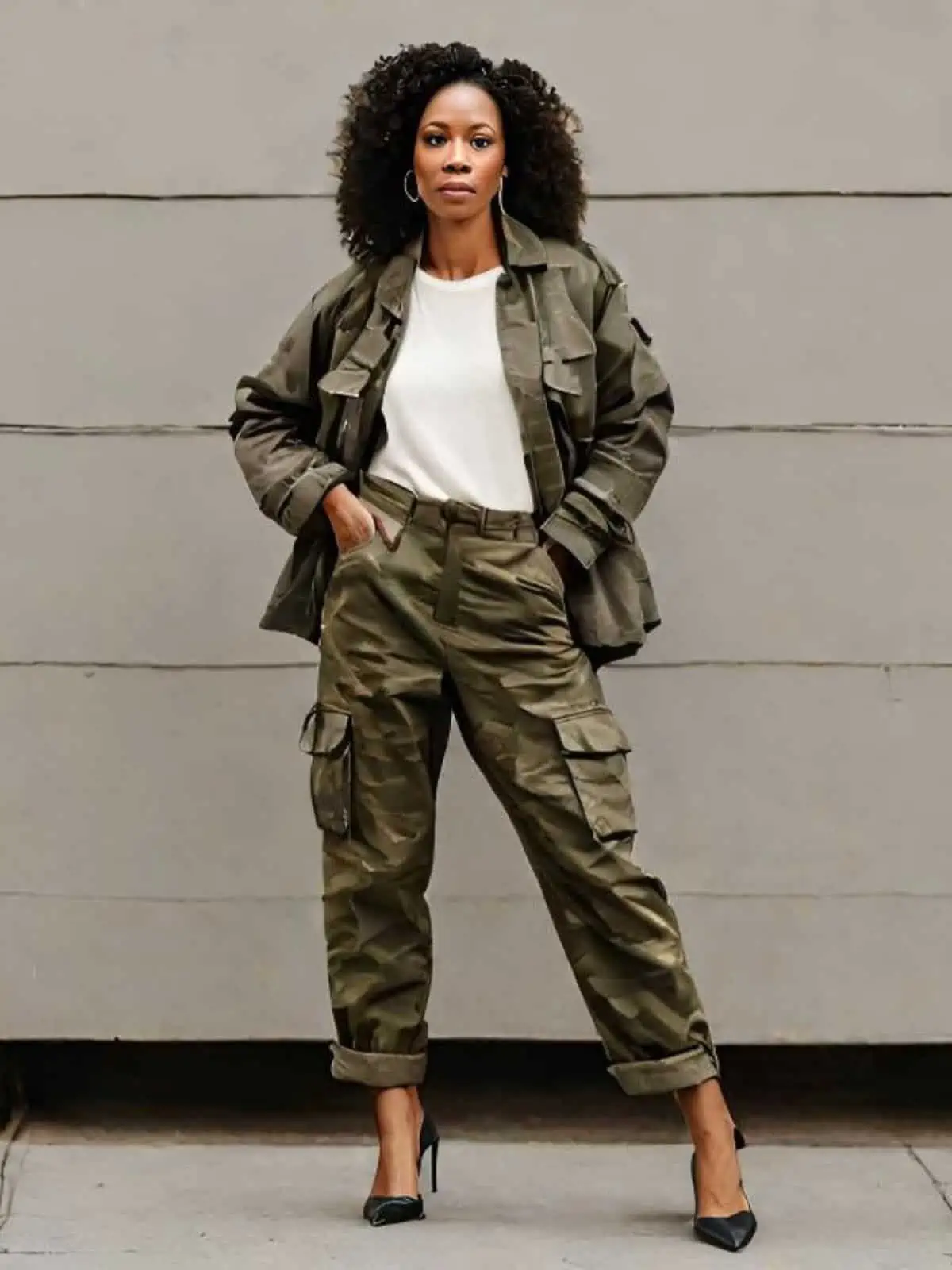 Womens Cargo Joggers (Olive Green)