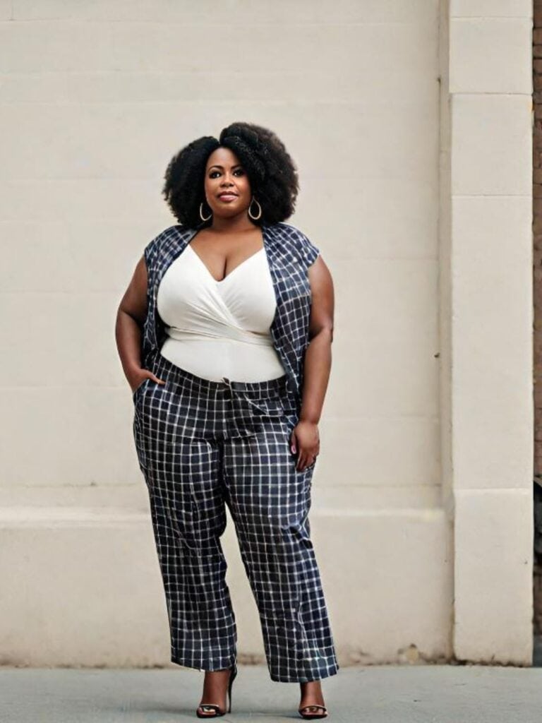 Plaid pants outfit with Matching Vest