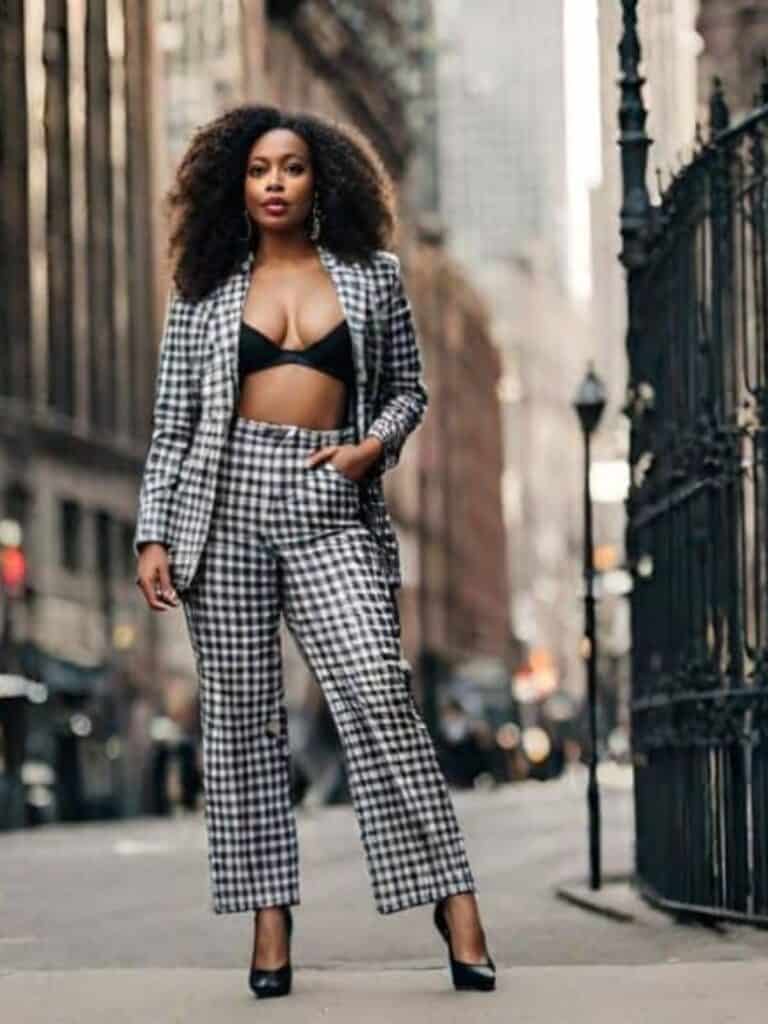 Plaid pants outfits with Plaid Blazer