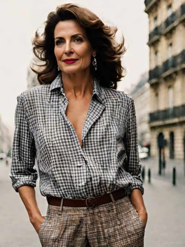 Plaid pants outfits with Gingham Shirt