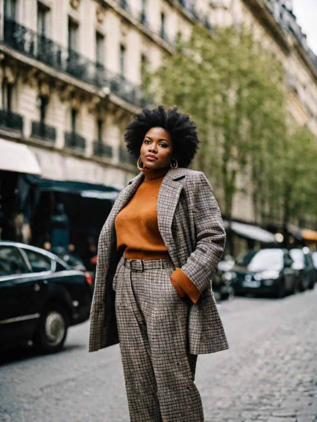 Plaid pants outfits with Matching Over Coat