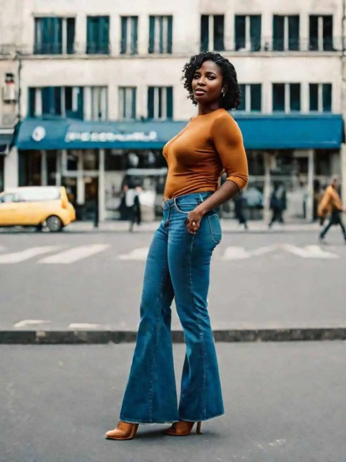 Amazon.com: Women's Vintage Flare Bell Bottom Jeans Elastic Button Up Jeans  Pants Fringed Flared Jeans Fashion Slim Fit Denim Pants Blue : Home &  Kitchen