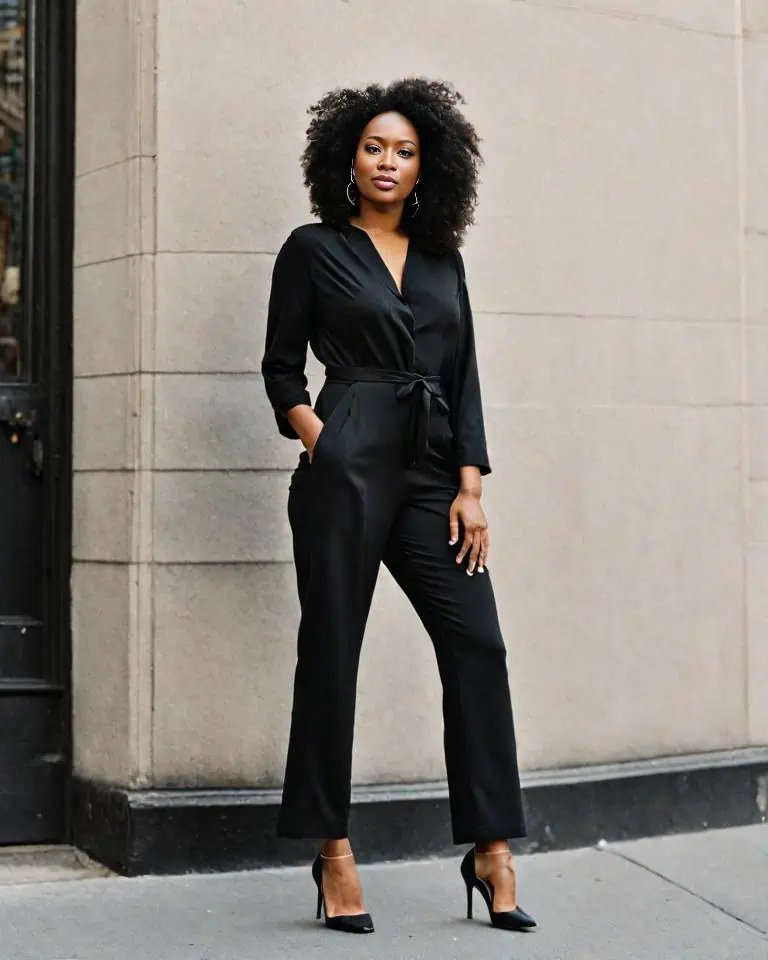 best clubbing outfits-black belted jumpsuit