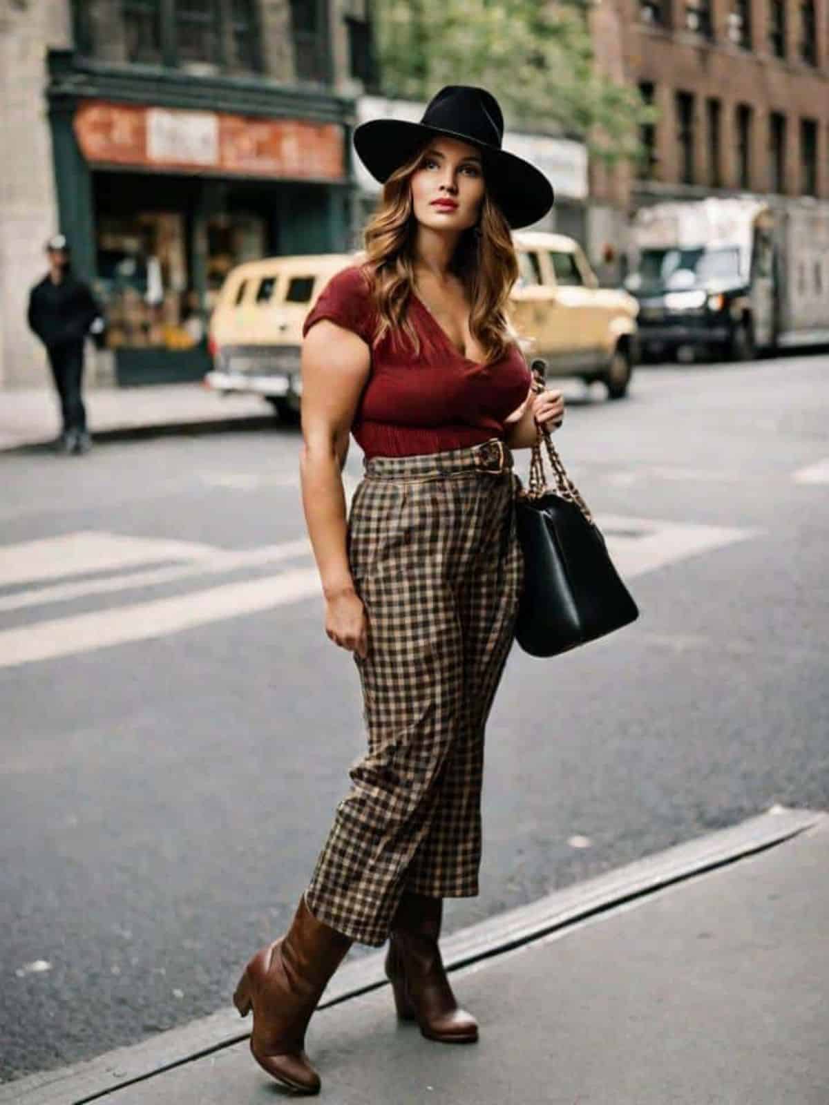 Plaid pants outfits with Bodysuit
