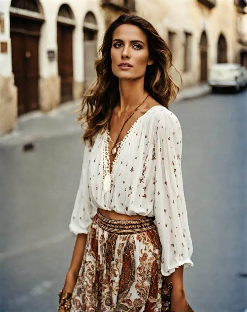 25 boho chic outfits- peasant blouse