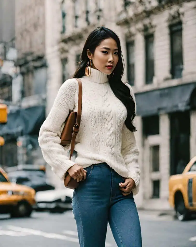 50 degree outfits- sweater with jeans
