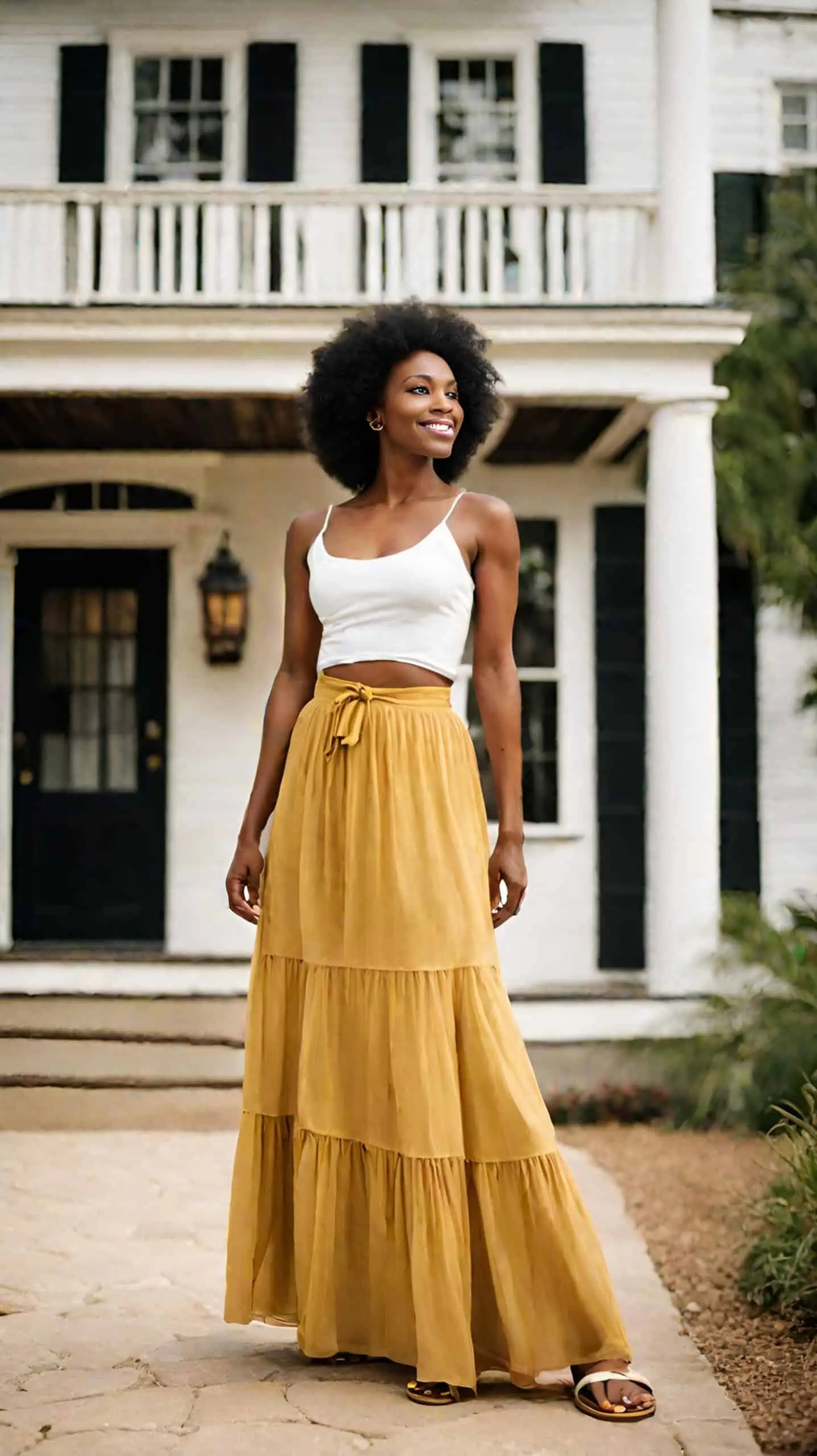 Elegant Yellow Maxi Skirt with Pockets