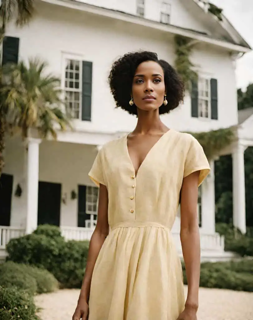 Bridal shower outfit yellow linen dress