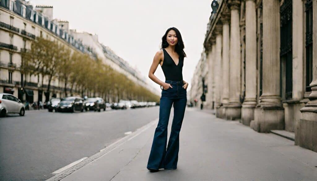 Casual date outfits- flare jeans and bodysuit