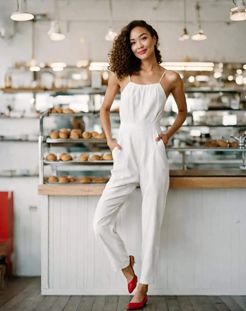 Casual date outfits-white jumpsuit