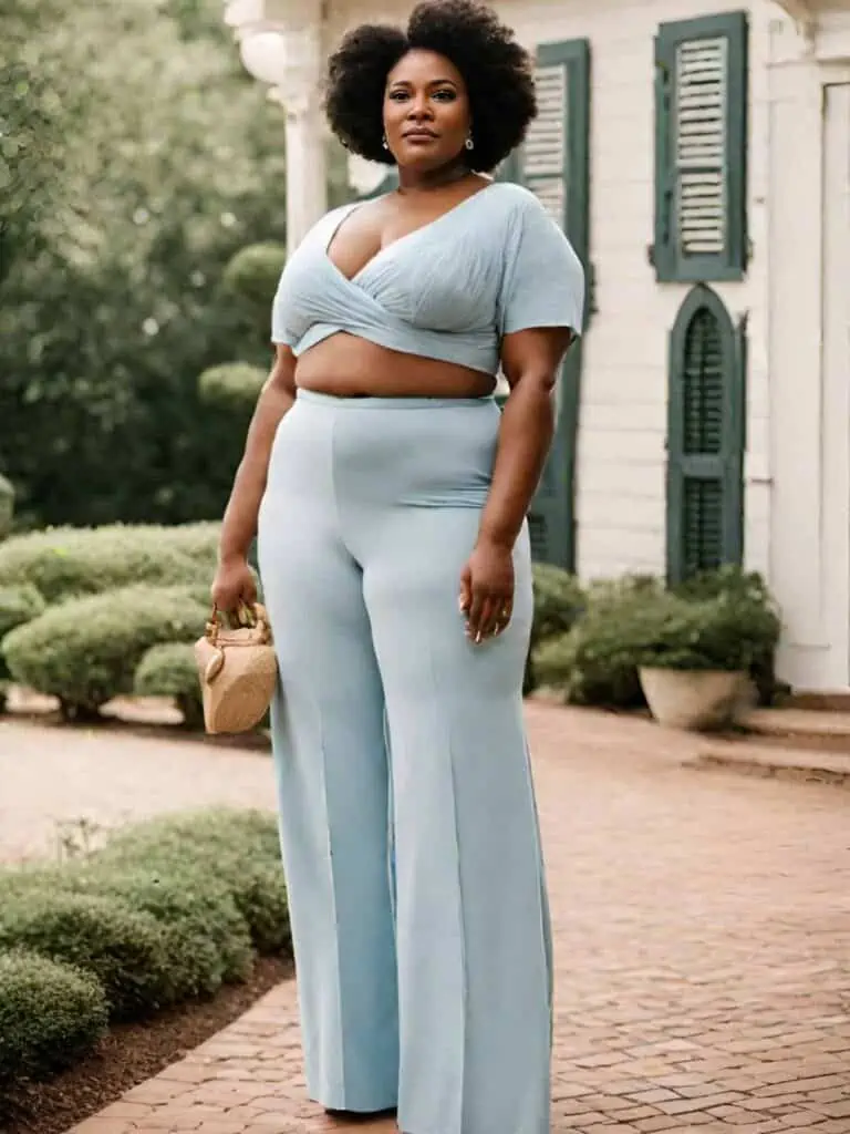 Chic Baby Shower Outfits-Pastel Crop Top and Pants Set