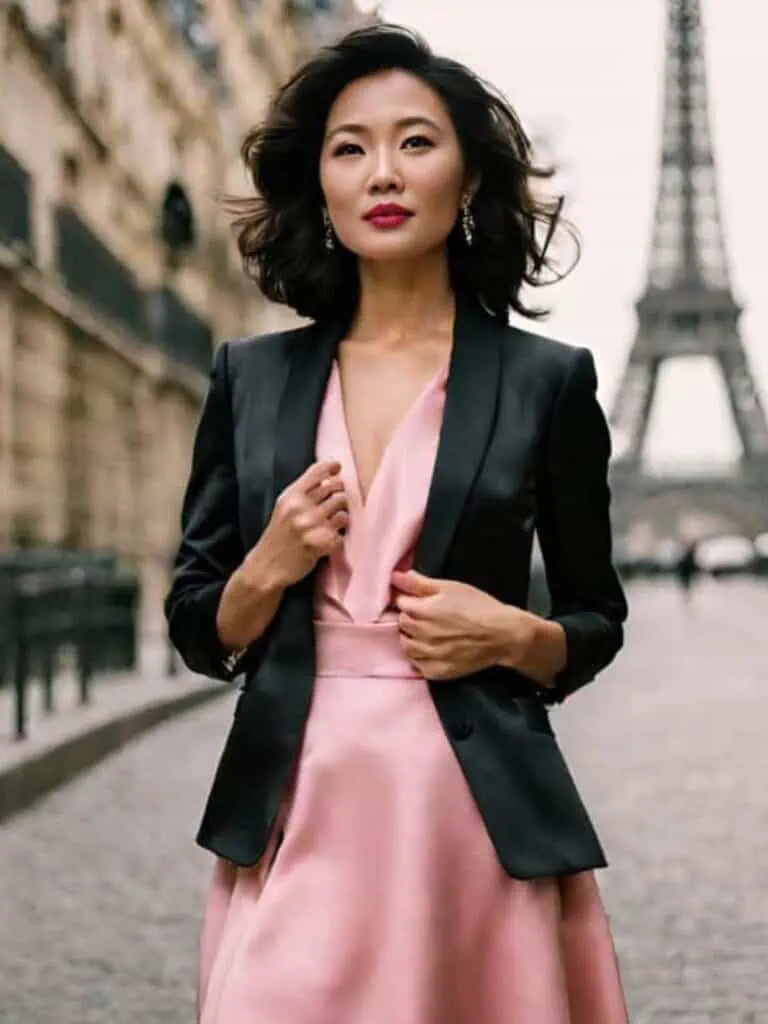 Chic Outfits for a Night Out Over 40-Satin blazer