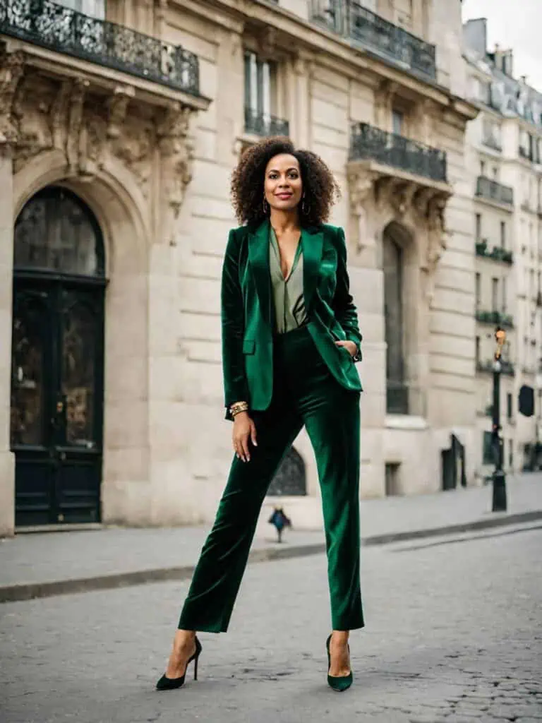 Chic Outfits for a Night Out Over 40-Velvet Pants