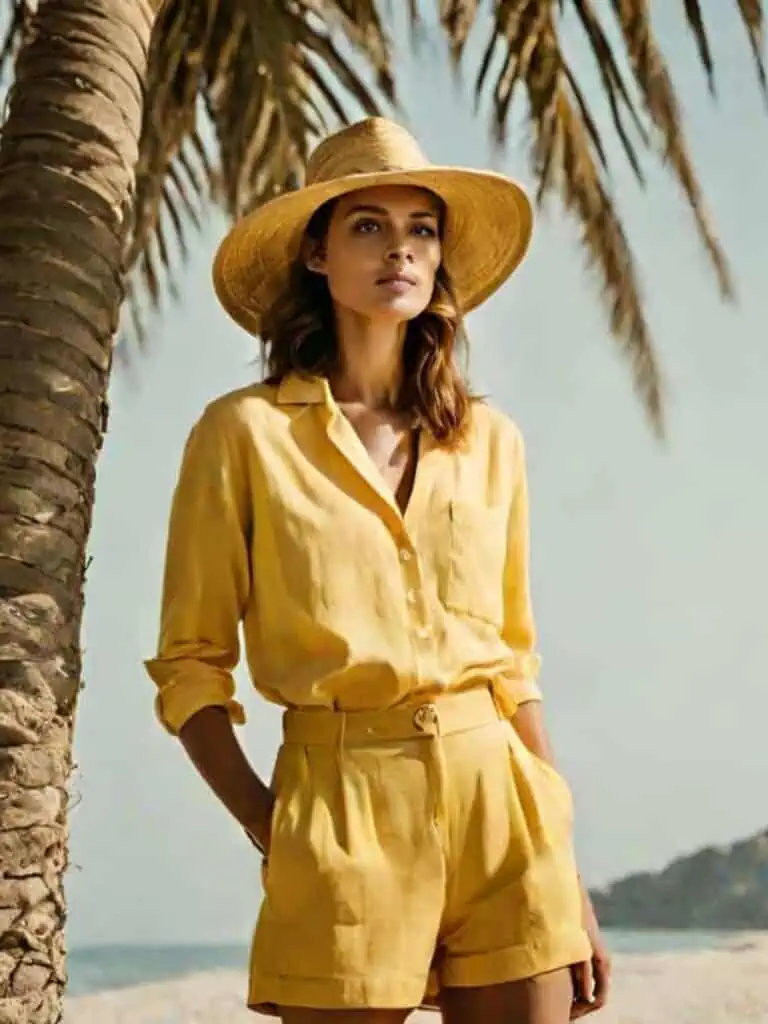 Easy & Stunning Beach Outfits-Matching linen shorts set