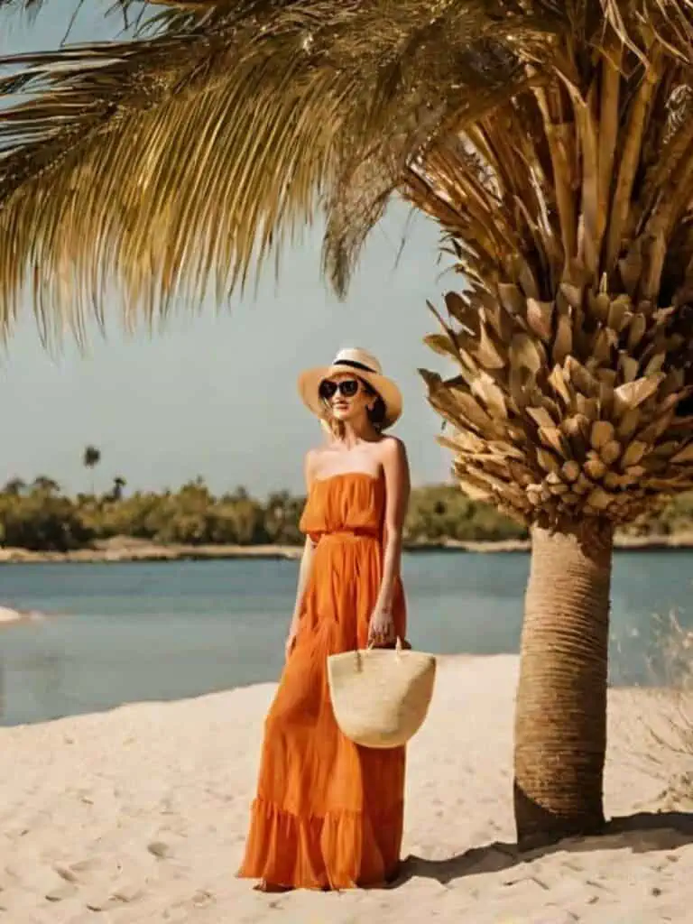 Easy & Stunning Beach Outfits-Strapless maxi dress