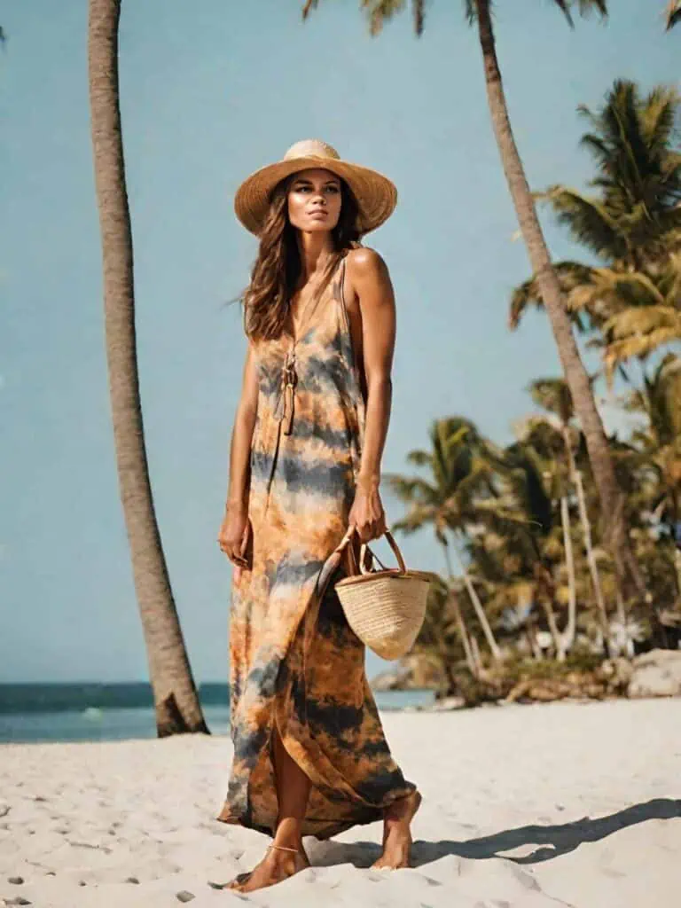 Easy & Stunning Beach Outfits-Tye-dye maxi dress