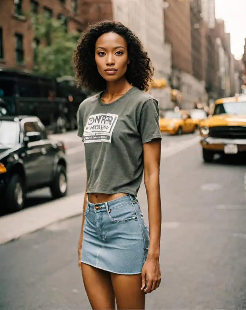 mini skirt with graphic tee
