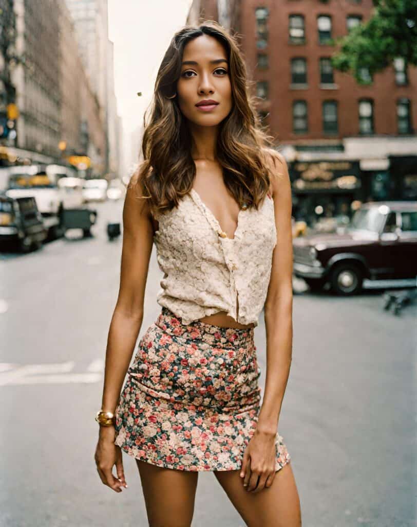 mini skirt with lace tops