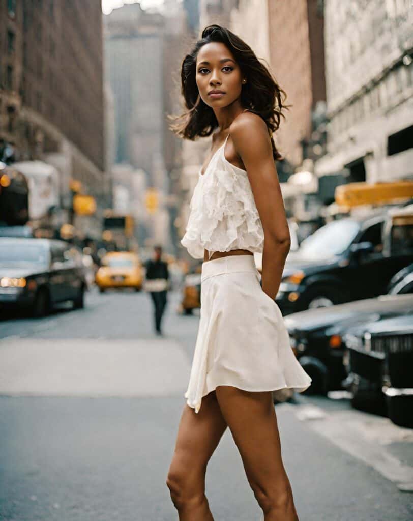 mini skirt with ruffle top