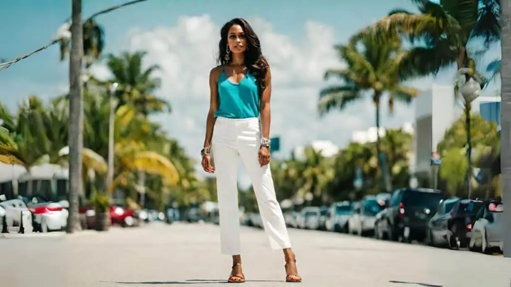 turquoise outfits-wide pants