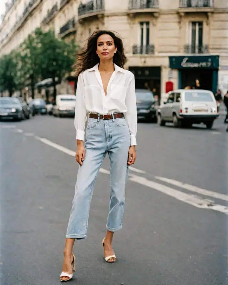 25 Ways to Style Baggy Jeans With Everything, From Blazers to Crop Tops  Straight  leg jeans outfits, White shirt and jeans, White shirt outfits