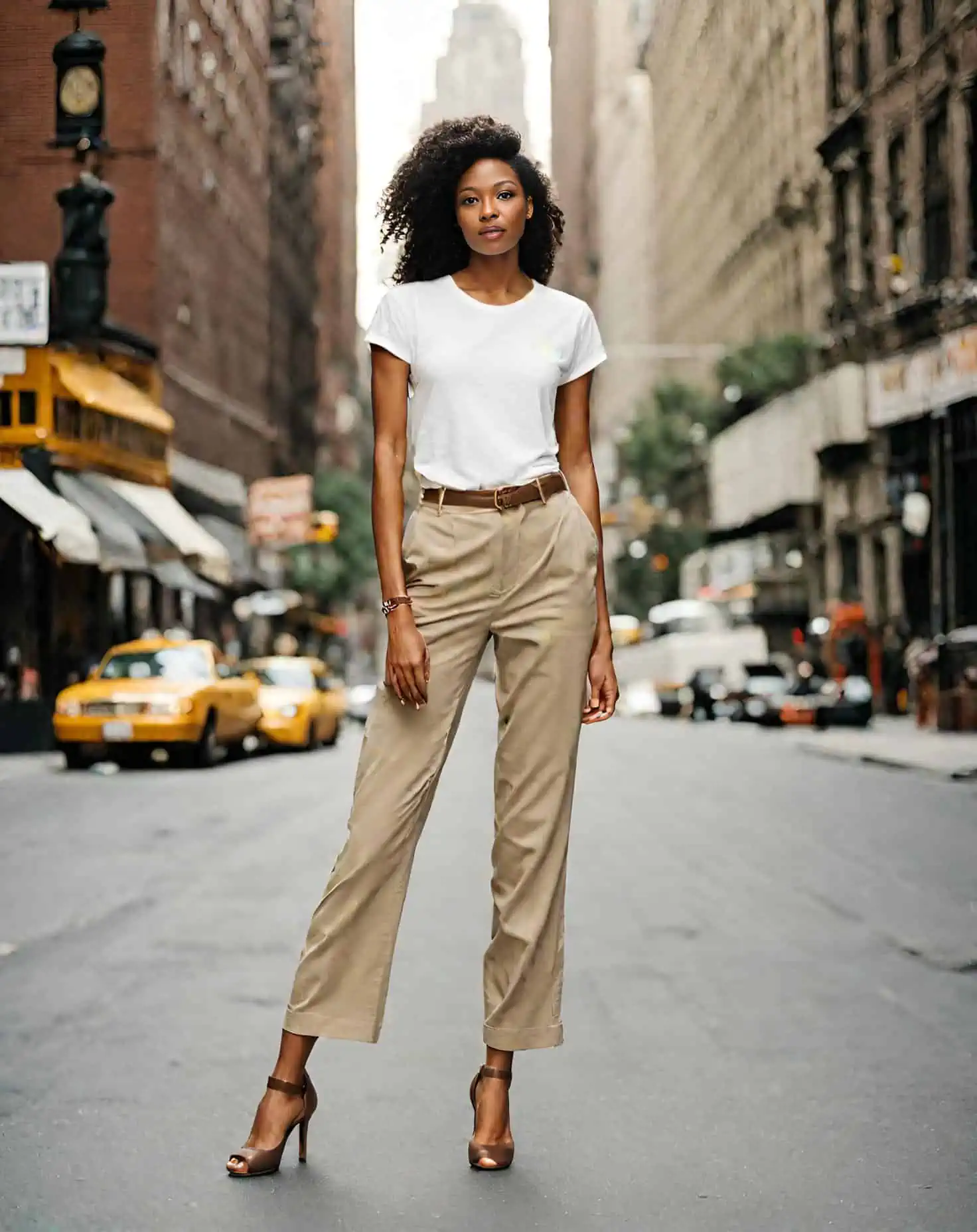 Premium Photo | Stylish woman in beige pants and sweater