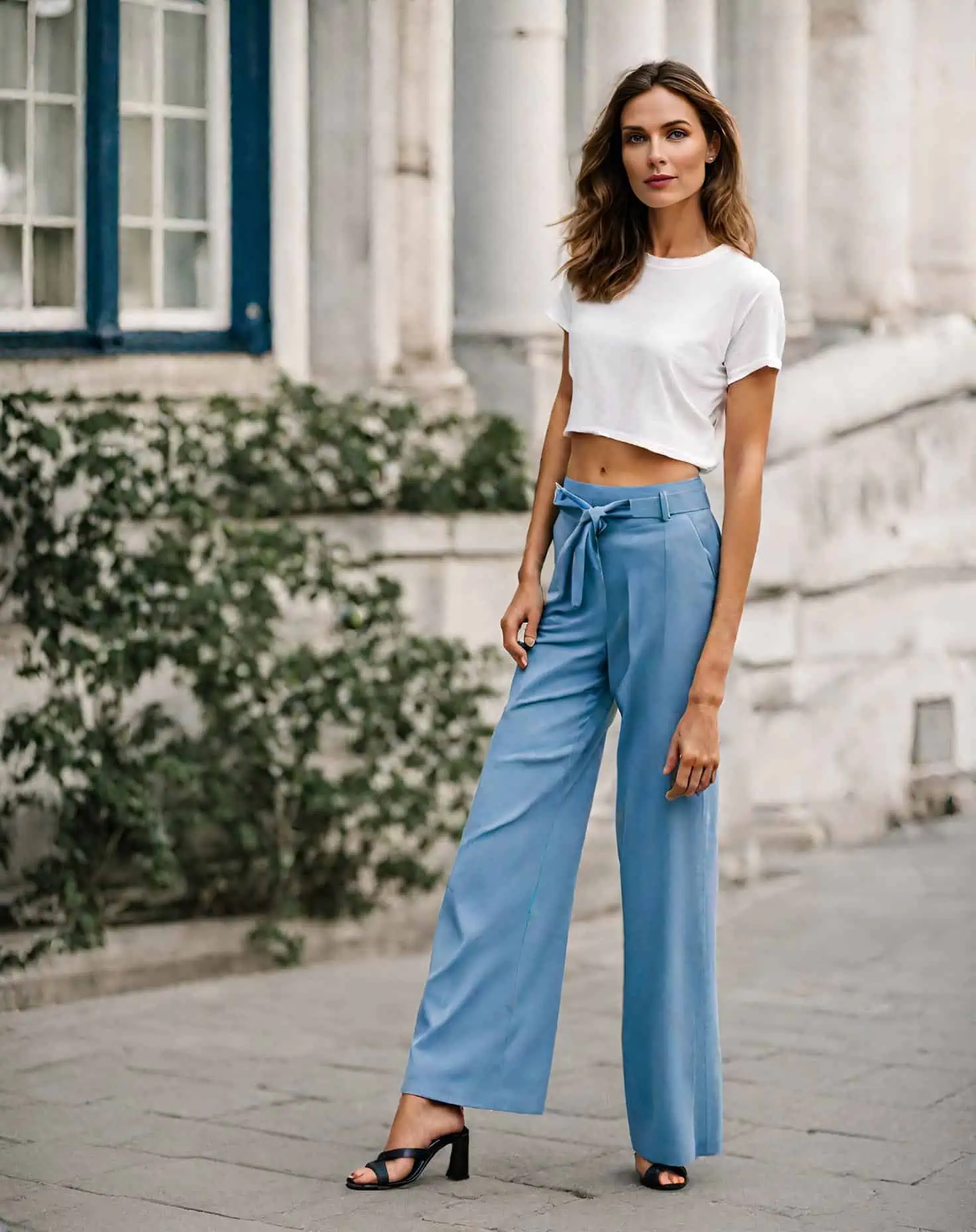 Lady Cotton Linen Loose T-shirt Trousers Set Oversize Top Wide-leg Lace Up  Pants | eBay