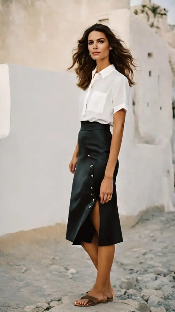 Smart casual Black midi skirt