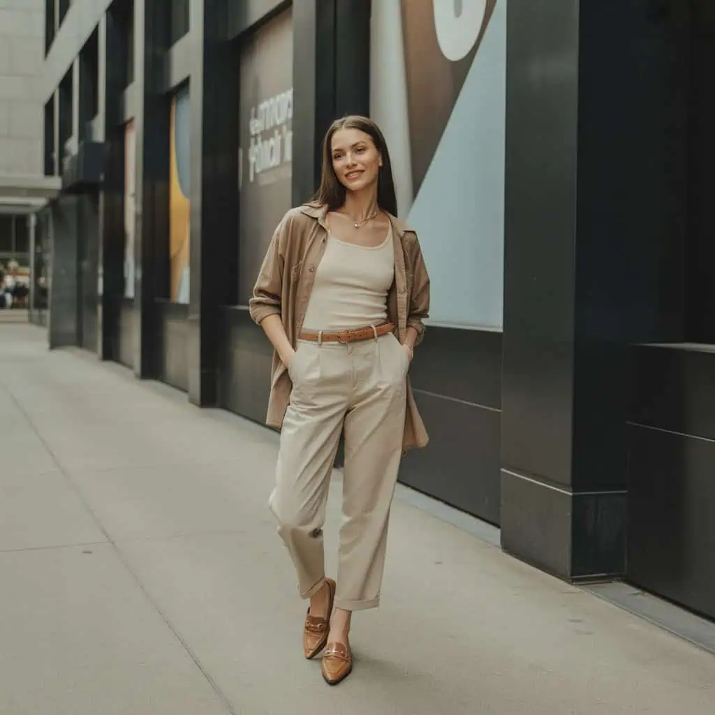 Image of a person wearing the described outfit/style