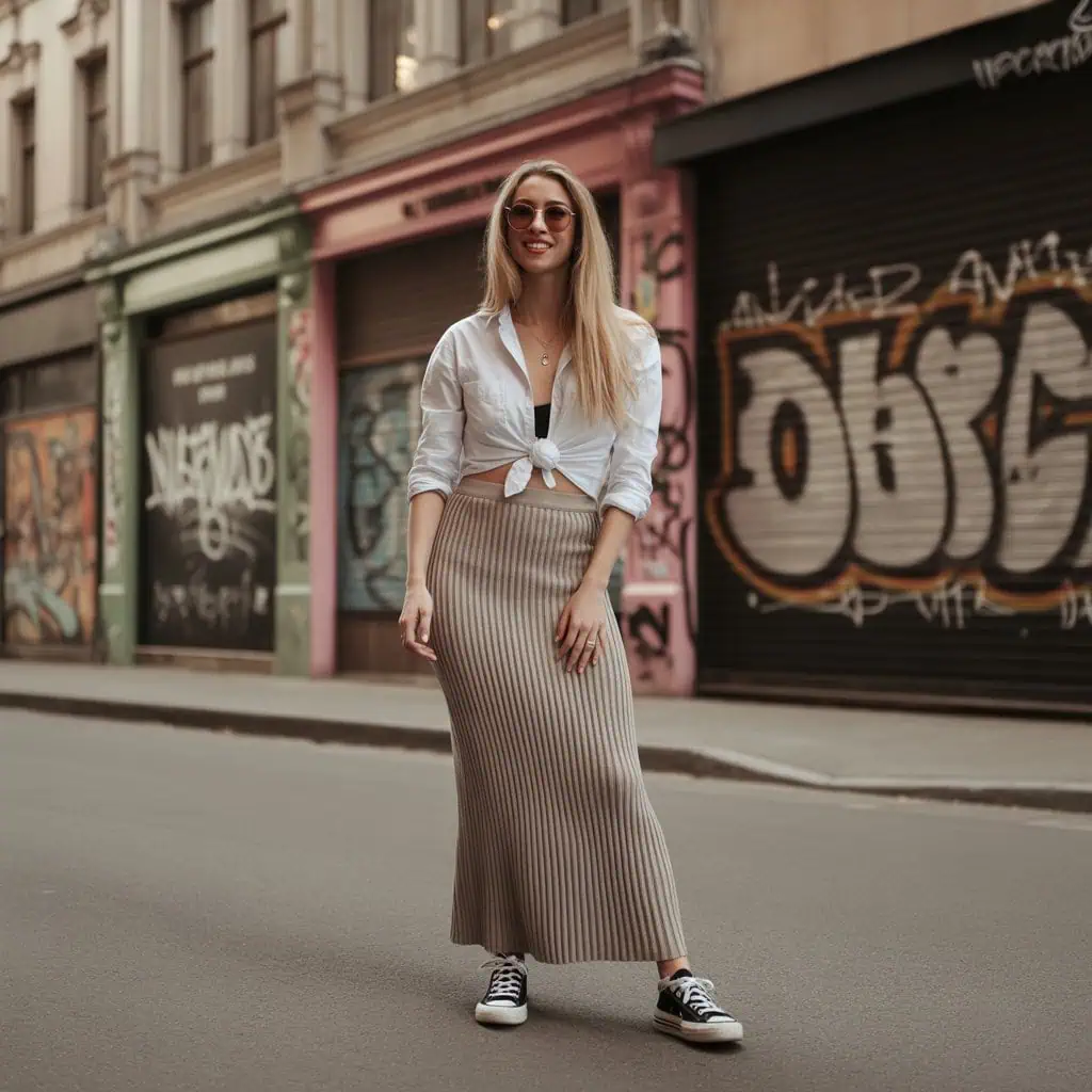 Image of a person wearing the described outfit/style